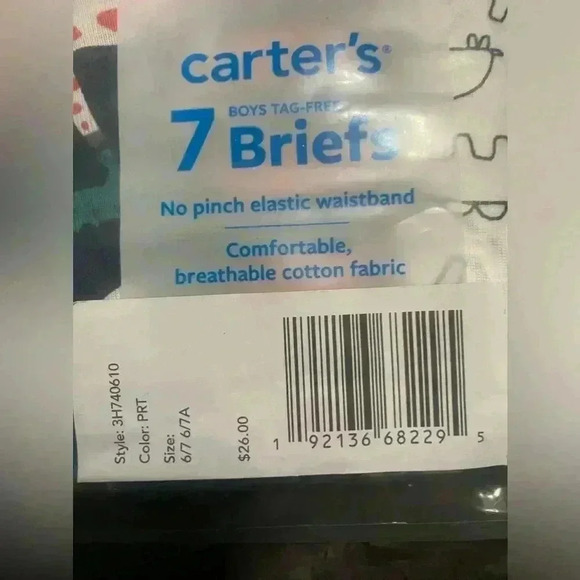 Carter's boys Briefs Size 6/7 - Picture 3 of 6